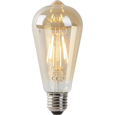 QAZQA Lampadina LED E27 ST64 Oro con Sensore Crepuscolare 4W 400