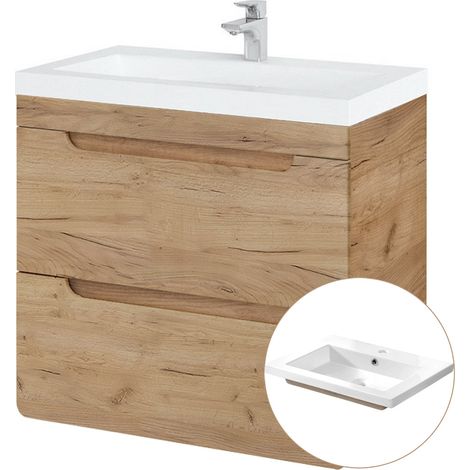 Waschtisch 61 cm mit Keramikbecken LUTON-56-CRAFT Wotan Eiche Nb., B/H/T ca. 61/63/46 cm (1/5)