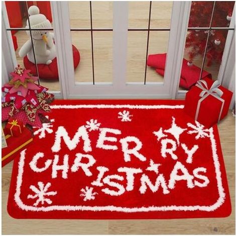 Tapis de Noël, paillasson décoratif de Noël 60x90cm, paillasson de bienvenue, tapis d'entrée antidérapant à motifs de Noël, pour la décoration intérieure (1/5)