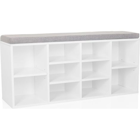 Schuhschrank / Kommode ESTHA 10 103,5x29,5x4 cm 10 Fächer weiß hjh LIVING (1/5)