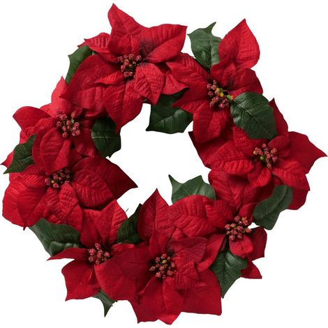 Weihnachtskranz mit Weihnachtssternblüten, Ø 50 cm (1/5)