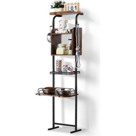 VEVOR Support de Gamelle Surelevee Reglable 50x19,8x145 cm Etagere de Rangement Chiens Organisateur de Stockage Jouets Nourritures pour Animaux de Compagnie, Chiens de Grande, Moyenne, Petite Taille