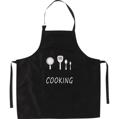 Tablier de Cuisine Imperméable Noir Résistant aux Taches avec Poche Pratique et Bretelles Réglables pour Adulte (1/5)