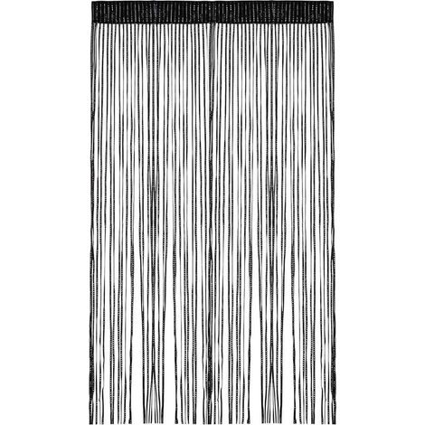 Rideau Fil Porte 100x200 cm Rideaux de Porte Anti Mouches, Rideau Décoratif Séparateur de Pièce, Rideaux de Franges Noir pour Balcon, Chambre, Mariage, Café, Restaurant (1/5)