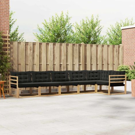 vidaXL Outdoor-Sofagarnitur mit Kissen 6 pcs Weiß und Schwarz (1/5)