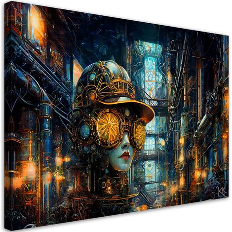 Tableau sur toile Tableau sur toile Abstraction Steampunk féminine 100x70 (1/5)