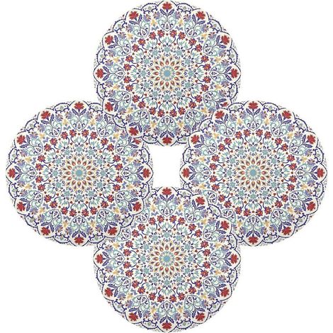Ensemble de 4 sets de table ronds mandala vintage, antidérapants, résistants à la chaleur et lavables, pour la décoration de la table de la cuisine et de la salle à manger, 39 cm (15,4 pouces). (1/4)