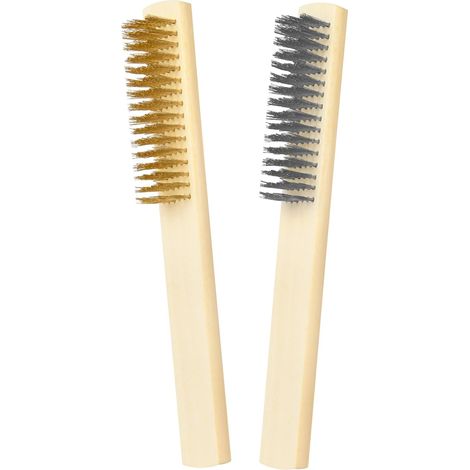 Brosse métallique, Lot de 2 Brosses Métalliques en Acier Inoxydable et Cuivre, pour Nettoyage de Soudure Slag Décapage Rouille Contre Poussière (1/5)