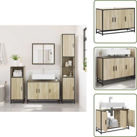 Armoire de lavabo de salle de bain chêne sonoma 90x33x60 cm - Armoire Lavabo De Salle De Bain - Armoires Lavabo De Salle De Bain - Meuble De Lavabo De Salle De Bain - Armoire De Lavabo De Salle De Bai (1/5)