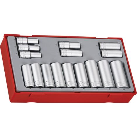 Teng Tools TT3816 Juego de vasos con vástago cuadrado de 3/8" de 16 piezas