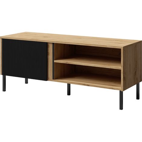 AX LIVING Lowboard TV Mikasso – 120cm Breite Modern in Eiche/Schwarz