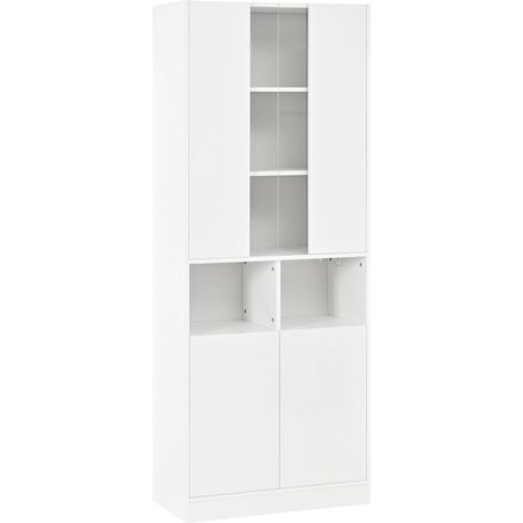 Weiße Hochschrank-Kommode mit Acrylfenster und appgesteuerter LED, 70 x 35 x 180 cm (1/5)