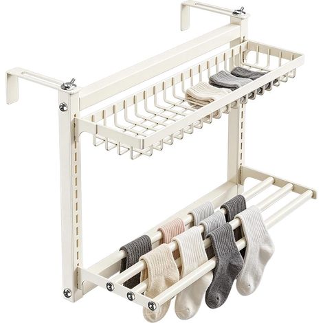 Égouttoir pour radiateur – 60 cm en acier au carbone, double couche sans outil de perçage, salle de bain et cuisine, matériau polymère durable. Accessoire de cuisine d'appartement de maison de salle d (1/5)