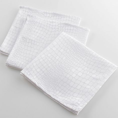 3 Serviettes de table Jacquard Damasse Serpentile Blanc 40 x 40 cm