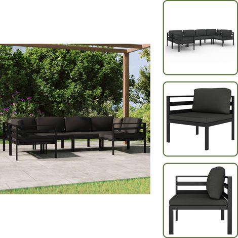 Salon de jardin 6 pcs avec coussins Aluminium Anthracite - Salon De Jardin - Meubles De Jardin - Mobilier Extérieur - Set De Salon De Jardin - Canapé D'angle (1/5)