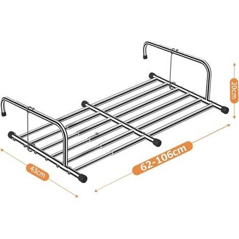 Étendoir à Linge Mural * de Place - Pliable, Design Accordéon à 7 Tiges pour Utilisation Intérieure dans * & * de Bain, Argenté, Cordes à Linge