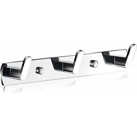 Perchero de pared de acero inoxidable 304 (3 ganchos) — Ganchos fijos con acabado cromado pulido apto para cocina, recibidor y garaje (1/5)