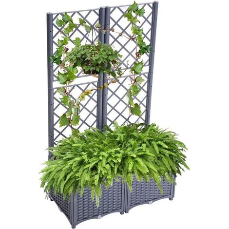 Mingone Rankkasten Hochbeet Pflanzgefäß Garten Terrasse Balkon Graublau (1/5)