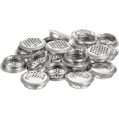 Grilles de ventilation rondes, lot de 50, en acier inoxydable, maille de 35 mm, pour soffites, meubles TV, armoires, couleur argentée (1/5)