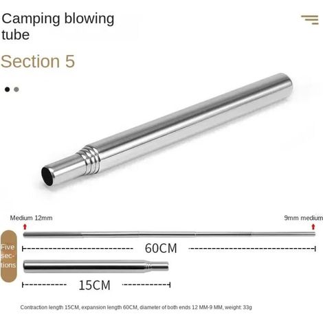 Tube à feu Desert Fox en acier inoxydable 304, tige à feu extensible et portable, accessoire de camping pour allumer un feu et réchauds de cuisine portables. (1/5)