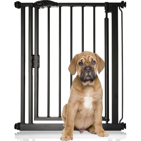 Bettacare Auto Close Pet Gate, 68.5cm - 75cm, Matt Black, Narrow, Narrow Pressure Fit Stair Gate for Dog & Puppy