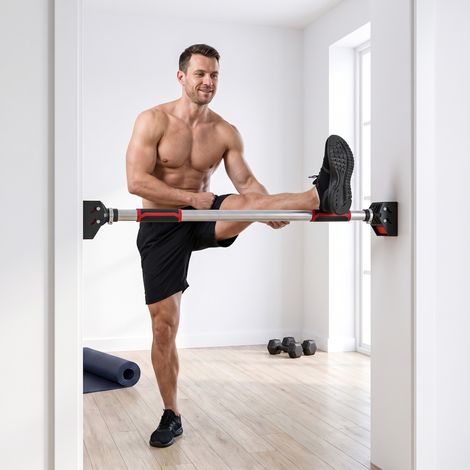 Barre de traction pour porte, barre de musculation pour cadres de porte sans vis - longueur ajustable (92-124cm) (1/5)