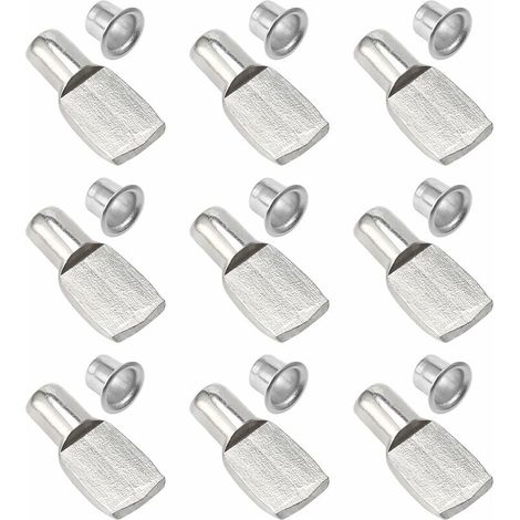 Shelf Support, 50 Pieces Metal Nickel Plated Stainless Steel Shelf Supports for Furniture Cabinet Desk Support Accessories (7mm) (1/5)