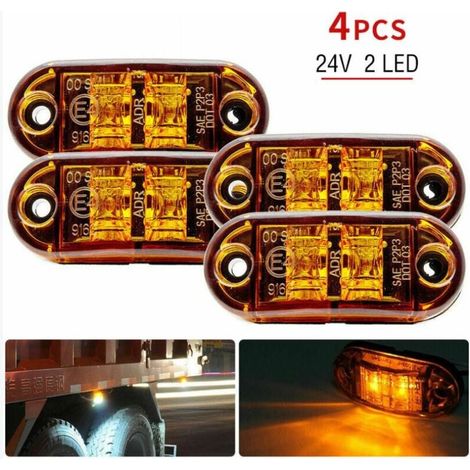 Stück orange 12 V/24 V Seitenmarkierungsleuchten, universelle LED-Anzeige, Positionsanzeige für LKW/Anhänger/Wohnwagen/LKW/Auto/Boot, 72 x 34 x 20 mm (1/4)