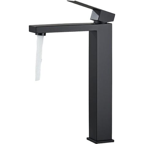 Robinet de lavabo, inox, noir, pour salle de bain et lavabo (1/5)