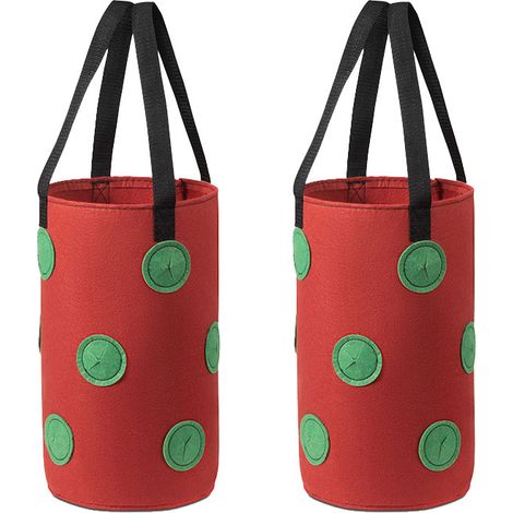 Sac de culture de fraises multi-ports, panier suspendu pour plantes à 12 trous, sac de culture de plantes (points verts rouges) (1/5)