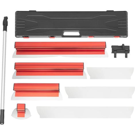 Set d'outils de lissage de plaques de plâtre, lames en acier inoxydable, longueurs de lame 35cm/60cm/80cm, longueur de pôle réglable 87-156cm, taille de la boîte à outils 92.422.3cm, poids net 5.2kg (1/5)