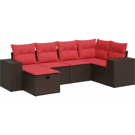 vidaXL Set Divano da Giardino 6 pz con Cuscini Marrone in Polyrattan (1/5)