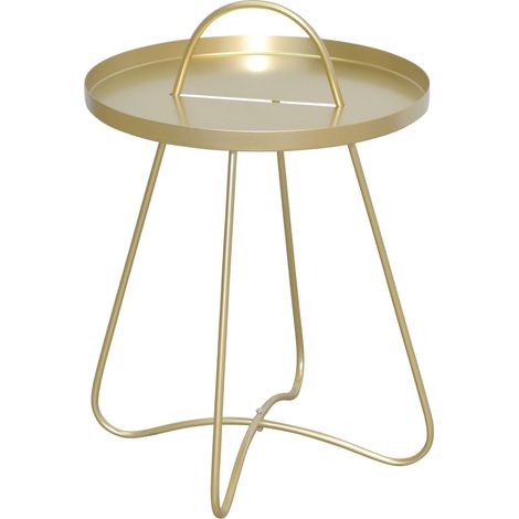 Table d’appoint design en métal doré plateau rond avec poignée – Ø40 cm DEC050096