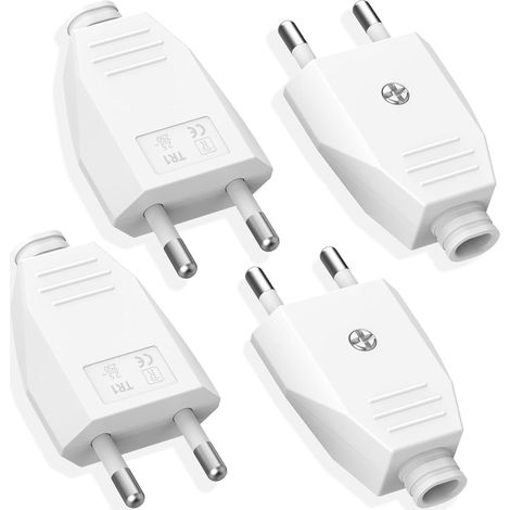 4 Pièces Fiche Européenne Plate, Prise Electrique Male 250V 2.5A, Fiches Plates, Fiche d'alimentation plate, Fiche Euro Schuko Fiche D'alimentation Domestique Décorative à Encastrer ou à Remplacer, po (1/5)