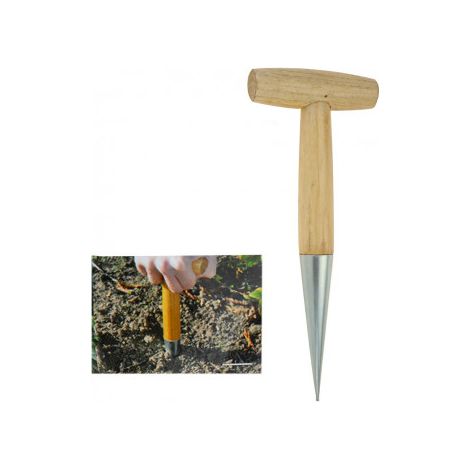 PLANTADOR DE JARDINERIA CON MANGO DE MADERA Y PUNTA DE ACERO GALVANIZADO 11x28,5cm PROGARDEN