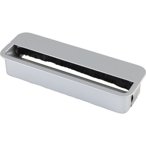 Pamar Kabeldurchgang, Kabelmanagement Kabeldurchführung Tischdurchführung, Staubschutzbürste, Zinkdruckguss alufarbig, 152 x 52 mm (1/3)