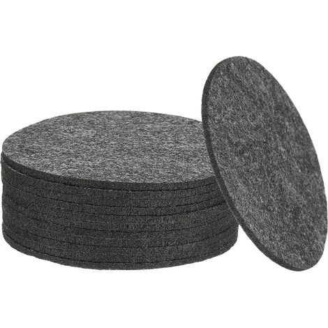 Sottobicchieri in feltro, confezione da 12, sottobicchieri da caffè da 8,9 cm, proteggono mobili e tavoli dalle macchie d'acqua, adatti per bar domestici, grigio scuro. (1/5)