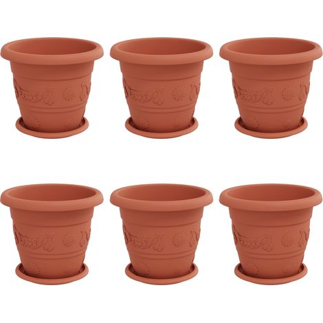 Maison Exclusive - Vasi per Piante 6 pcs Rosso Mattone Ø 26 x 21.5 cm Plastica