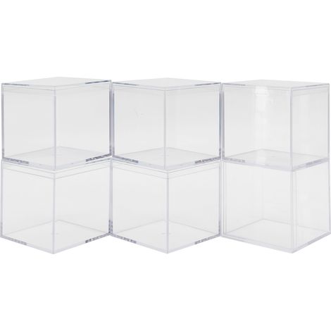 Lot de 6 boîtes transparentes en plastique avec couvercles séparés, idéales pour ranger les bonbons et offrir en cadeau. (1/5)
