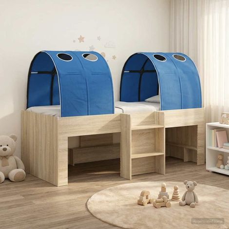 vidaXL Letto con Tunnel 3 pz Rovere Sonoma e Blu Legno ingegnerizzato (1/5)