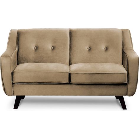 KONSIMO TERSO Sofa, 2 Sitzer im zeitlosen Design, Velours-Bezug, dunkelbeige (1/3)