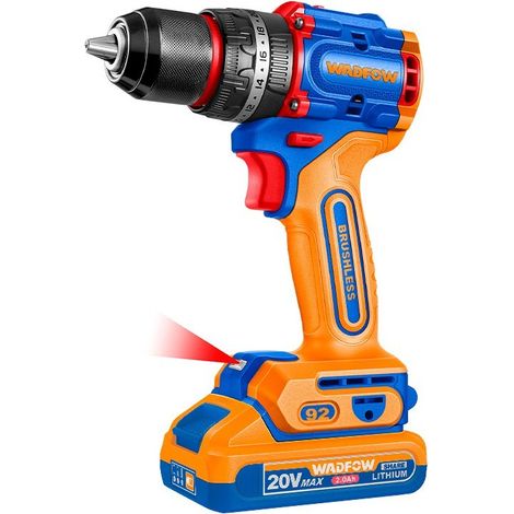 Taladro Percutor Wadfow 20V sin Escobillas 92Nm con 2 Baterías 4.0Ah y Cargador (1/4)