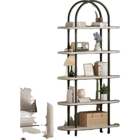 Étagère, design à 5 niveaux, assemblage facile, Gris (1/2)