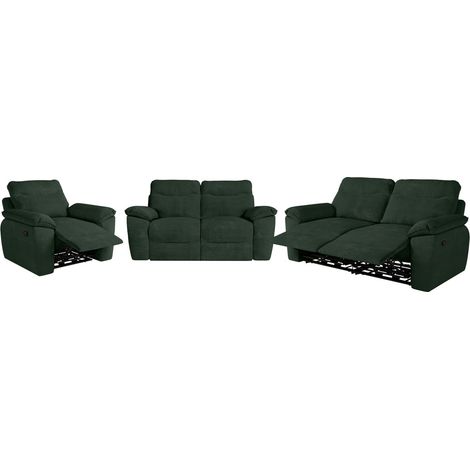 Canapés de relaxation ROSS manuels 3 et 2 places et fauteuil en velours côtelé - Vert foncé