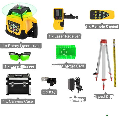 Nivel láser rotativo de alta precisión, autonivelante, kit de haz verde 1 (1/2)