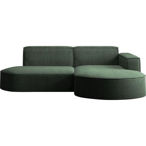 Ecksofa Designer MODENA STUDIO stoff Dicker cord Poso Dunkelgrün Rechts (1/5)