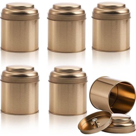 boîtes à thé avec double couvercle hermétique, mini-boîtes de rangement rondes pour thé, café, sucre, feuilles de thé en vrac, bougies maison, 50 g (1/5)