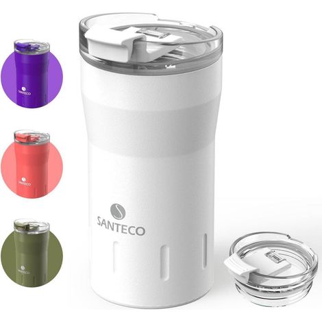 Thermobecher 350ml Edelstahl doppelwandig isoliert 6h heiß/kalt auslaufsicher BPA-frei transparent Deckel (1/5)