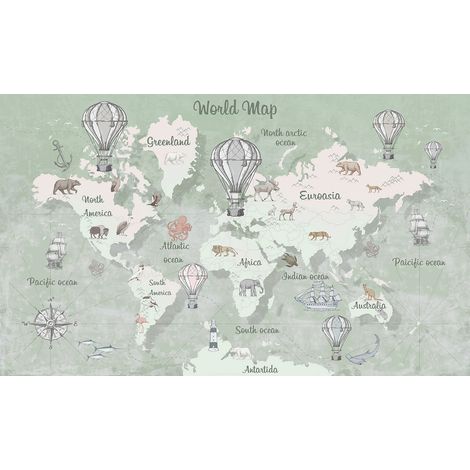 Papier peint panoramique Enfants - Carte du Monde - 130 cm x 78 cm (1/2)