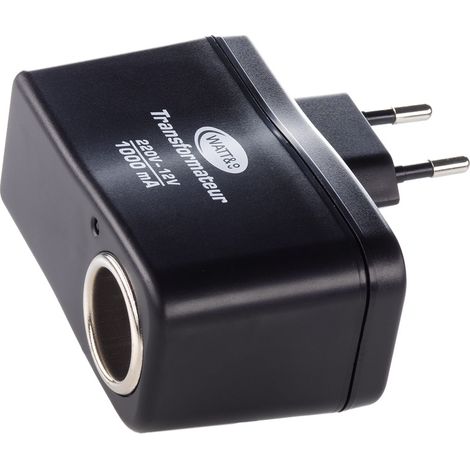 Convertisseur de tension 12V-230V 1000mA – Compatible appareils 12V allume-cigare – Sécurité coupe-circuit intégrée – Format compact – Watt & Co